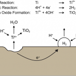 Fig. 4 Diagram of the crevice corrosion process and the resultant chemical reactions.
